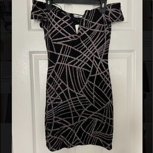 Black Sparkle Off-Shoulder Dress